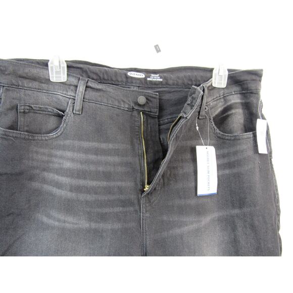 NWT Old Navy 18 Reg Extra High-Waisted Sky-Hi Straight Raw-Hem Black Jeans - Picture 7 of 9